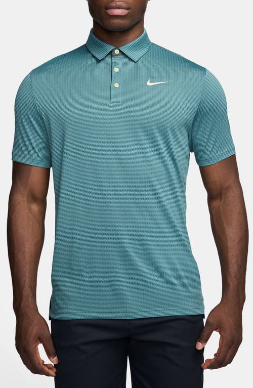 Nike Golf Dri-FIT Tour Jacquard Golf Polo in Mineral Teal/Pale Ivory 
