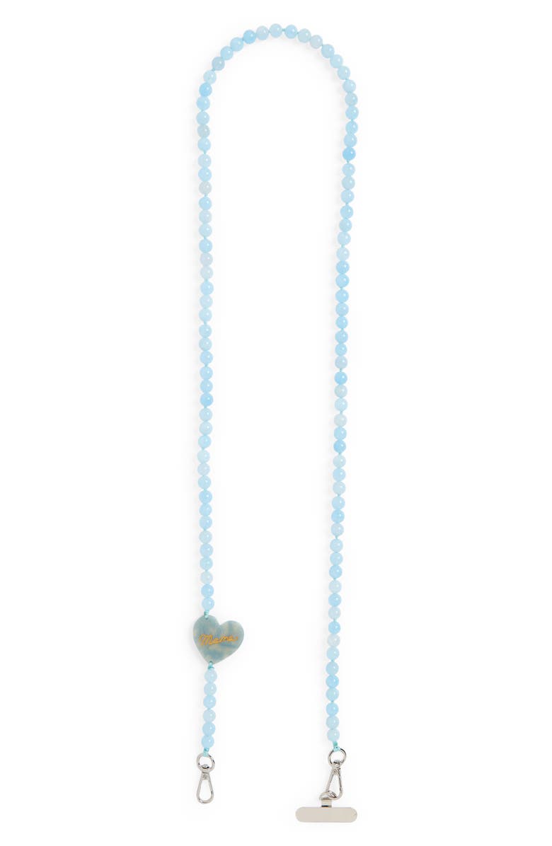 Solar Eclipse Mama Heart Beaded Crossbody Phone Strap, Main, color, Baby Blue