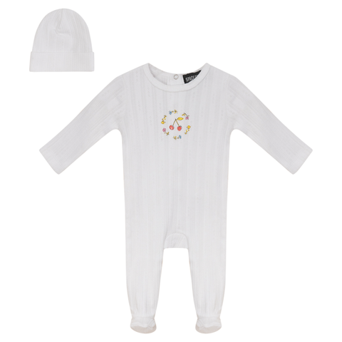 Cherry and Flower Pointelle Ribbed Romper and Hat (Baby)
