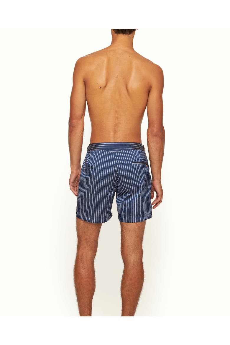 Bulldog Tailored-Fit Swim Shorts, Alternate, color, River Blue/White Sand Stripe