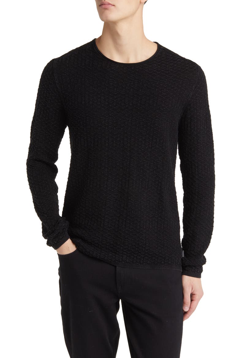Riley Textured Knit Shirt, Main, color, BLACK