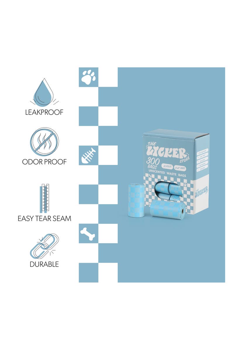 The Licker Store 13 in. x 9 in. Extra Thick Leak Proof Unscented Dog Poop Bags, Blue, Alternate, color, 540 Count, 36-Rolls