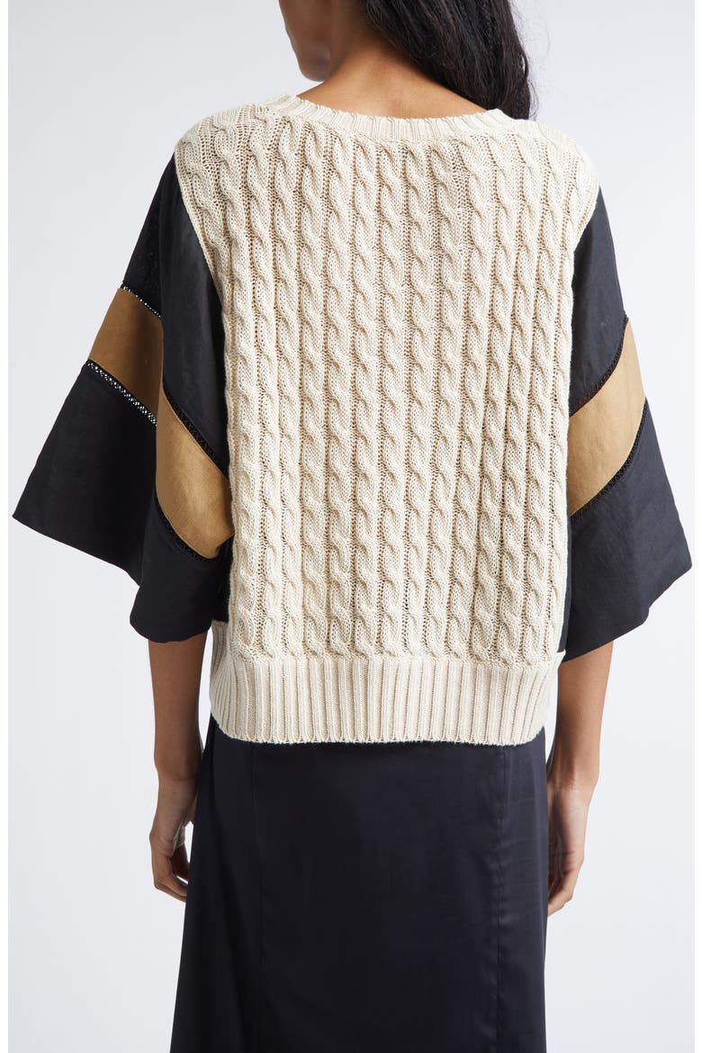 Hybrid Linen Cable Sweater, Alternate, color, BEIGE
