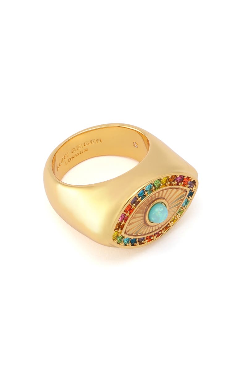Kurt Geiger London Rainbow Evil Eye Cocktail Ring, Alternate, color, Gold Multi