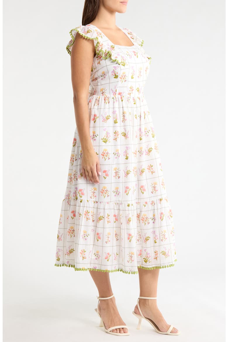Diana Floral Maira Tie Back Midi Sundress, Alternate, color, CORAL MULTI