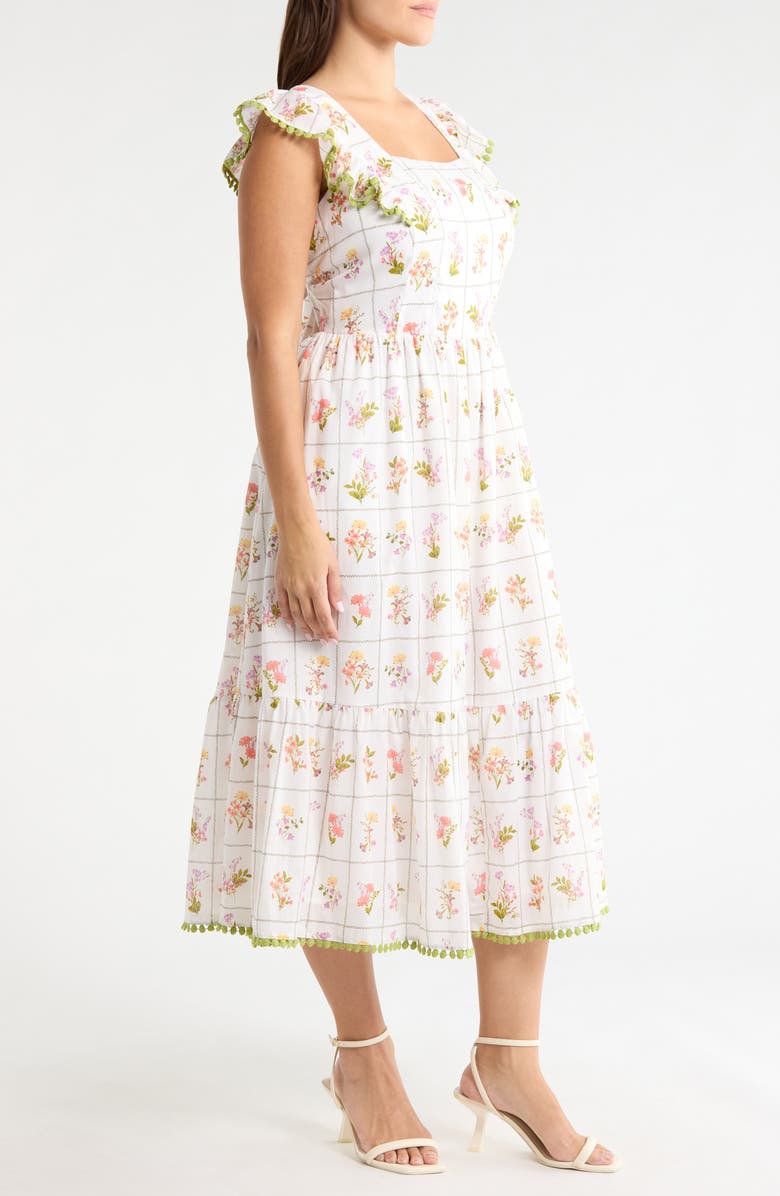SUGARLIPS Diana Floral Maira Tie Back Midi Sundress, Alternate, color, Coral Multi
