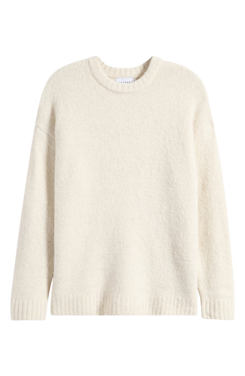 Topman Loose Fit Crewneck Sweater, Alternate, color, Ecru