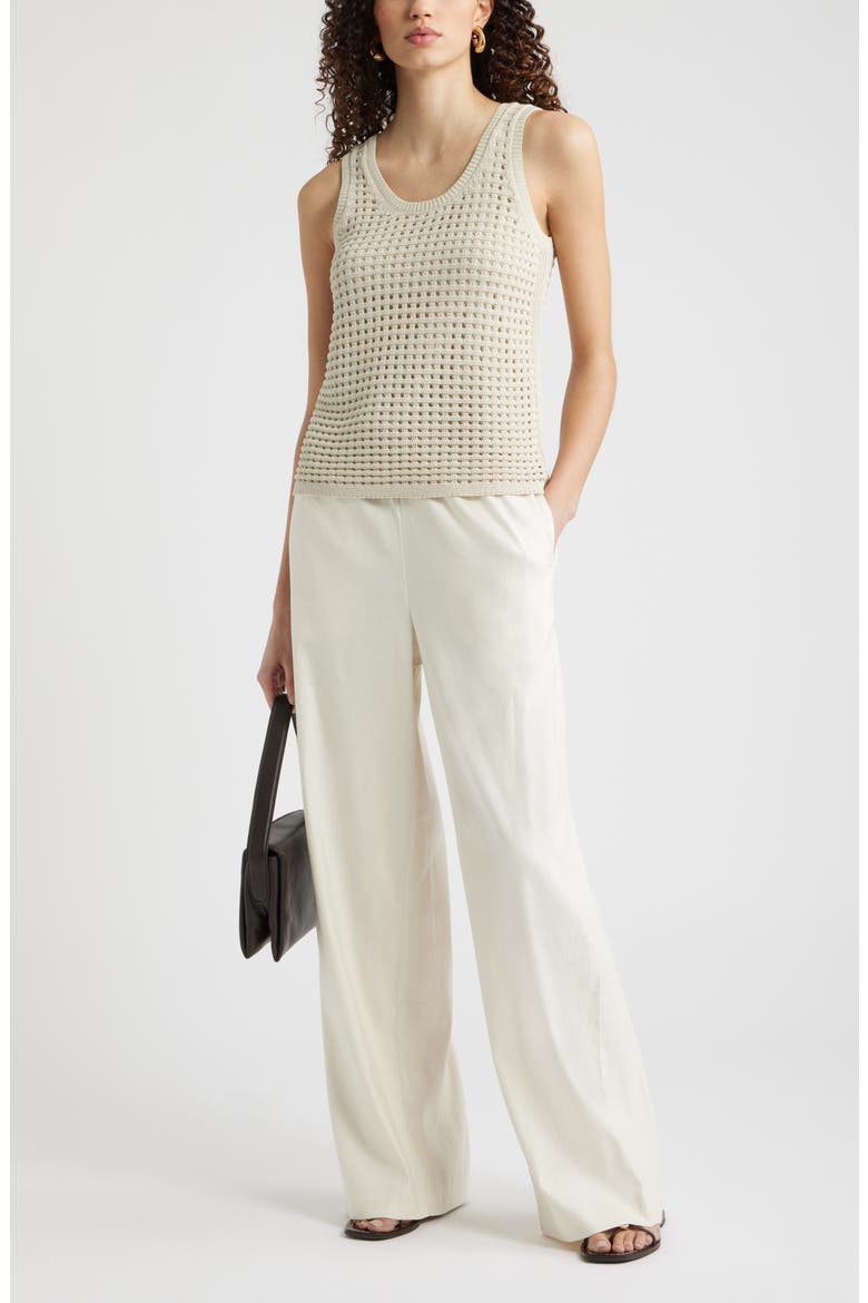 Mesh Stitch Sleeveless Sweater, Alternate, color, BEIGE SCROLL