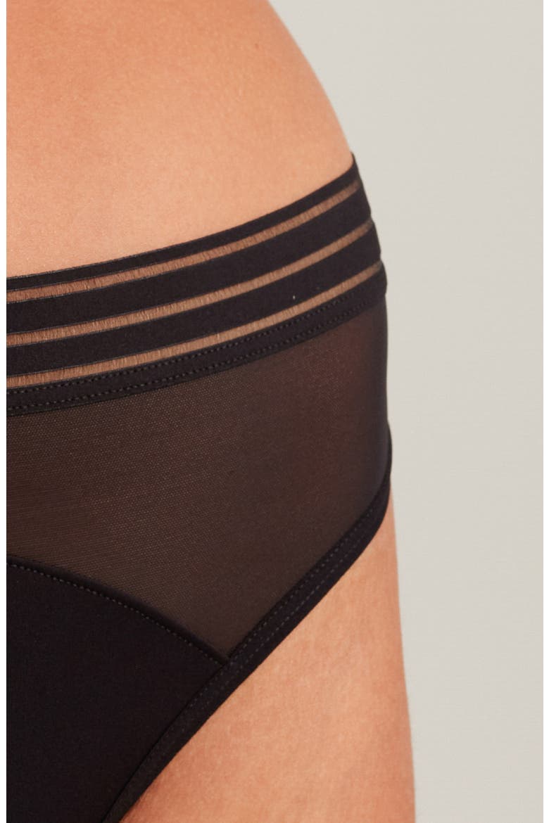 Period & Leakproof Light Absorbency Mesh Thong, Alternate, color, BLACK
