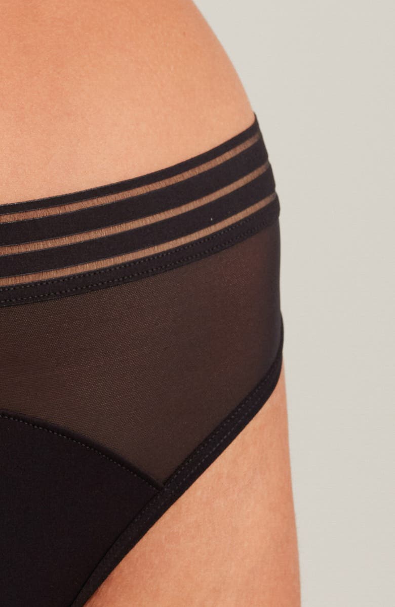 Saalt Period & Leakproof Light Absorbency Mesh Thong, Alternate, color, Black