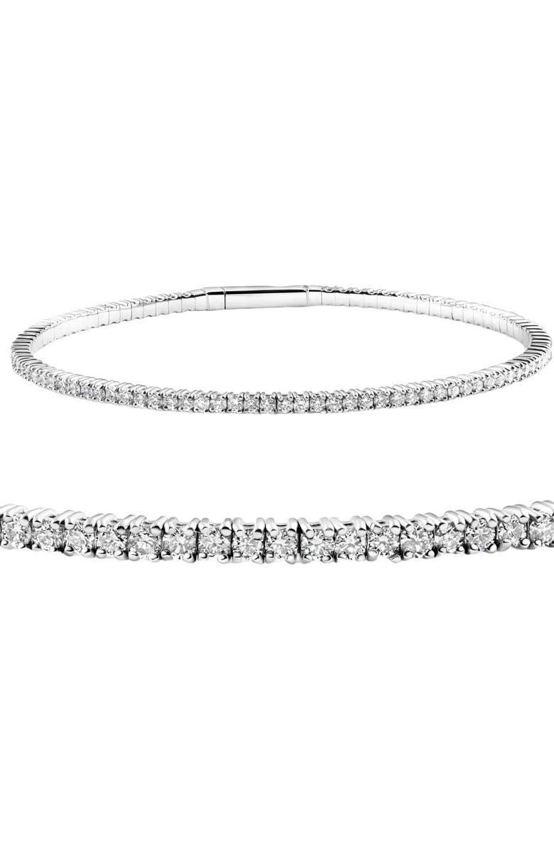 Bliss Diamond 3Ct TW Flexible Diamond Bangle Tennis Bracelet Lab Grown 14k Gold, Main, color, White Gold - 3Ct
