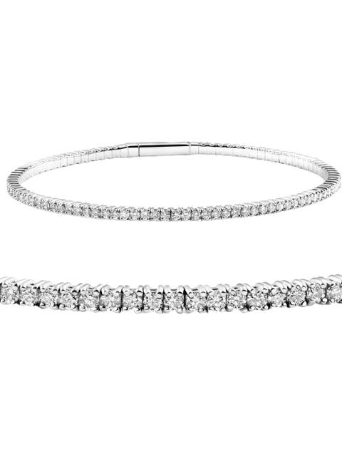 3Ct TW Flexible Diamond Bangle Tennis Bracelet Lab Grown 14k Gold