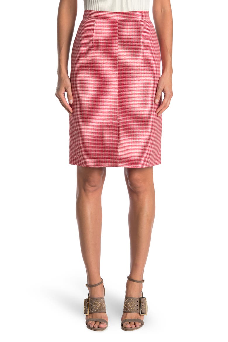 Houndstooth Wool Skirt, Main, color, BRIGHT RED NATURAL