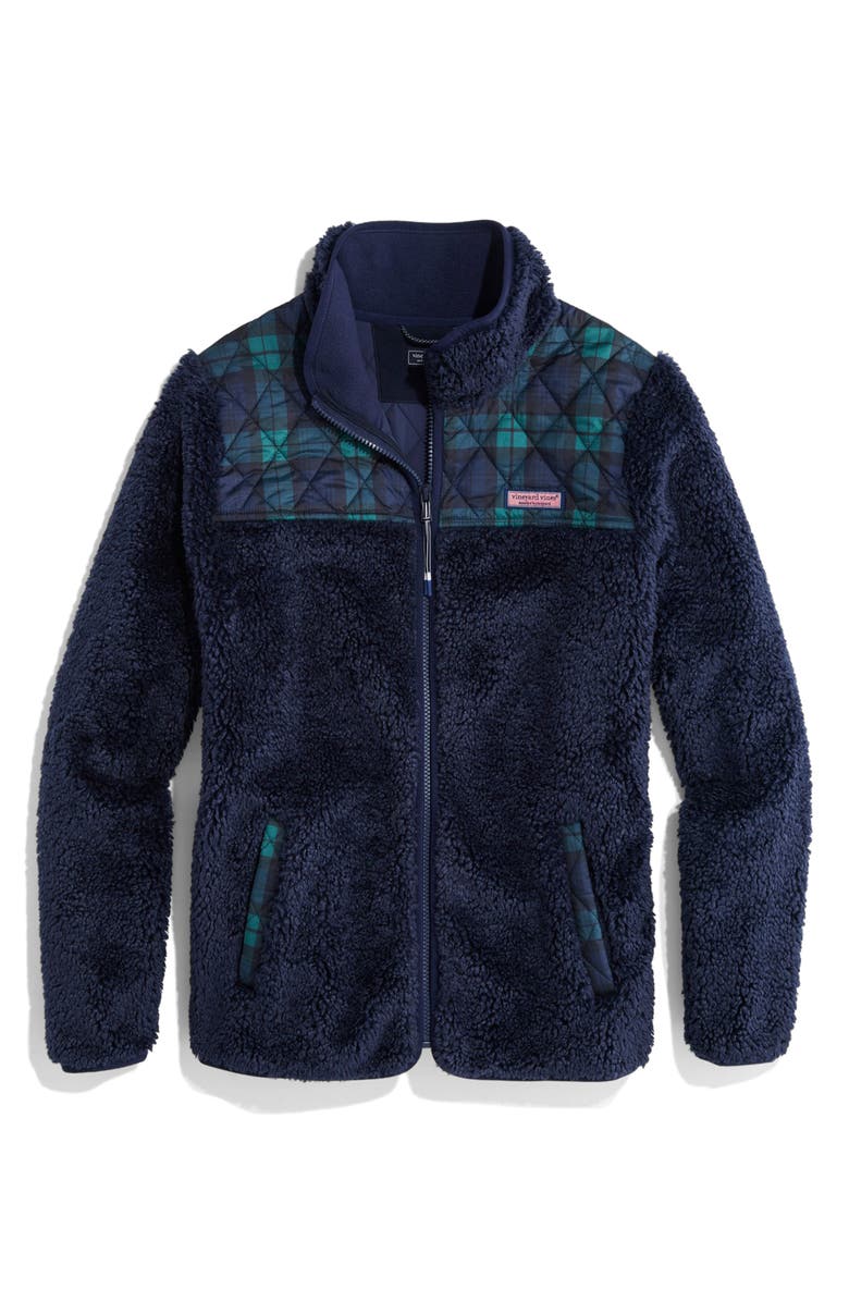 vineyard vines Quilted High Pile Fleece Jacket, Alternate, color, Charleston Green