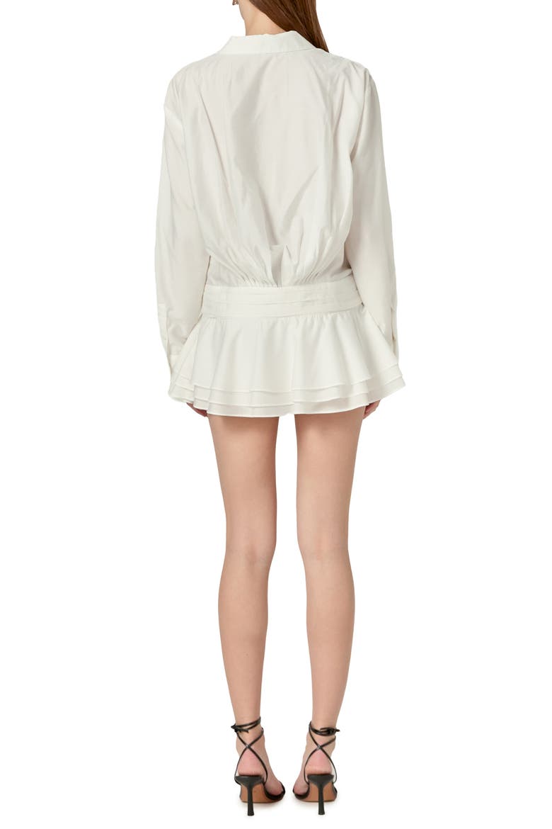 Ruffled Long Sleeve Micro-Mini Romper, Alternate, color, OFF WHITE