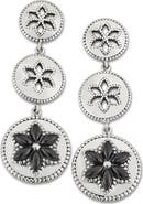 SAMUEL B. Sterling Silver Black Spinel Triple Circle Flower Earrings