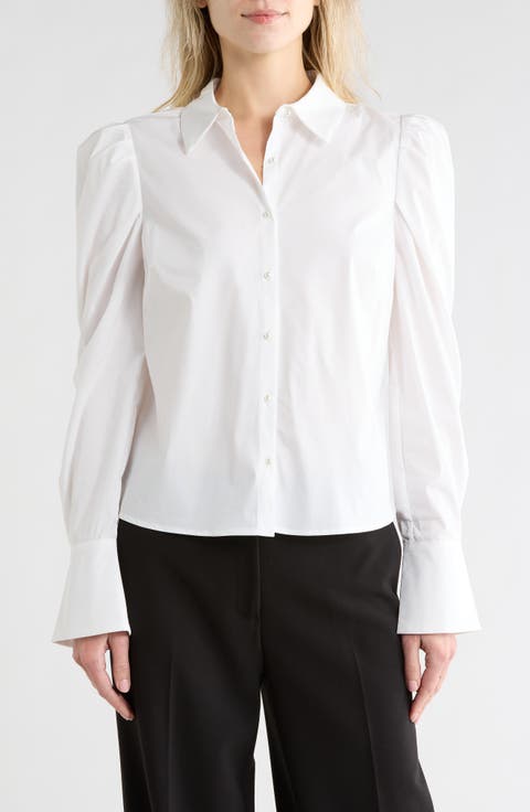 Pleated Shoulder Button-Up Shirt