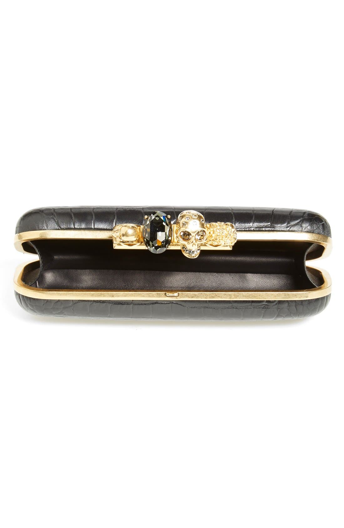 Alexander McQueen 'Knuckle Box' Clutch, Alternate, color, BLACK