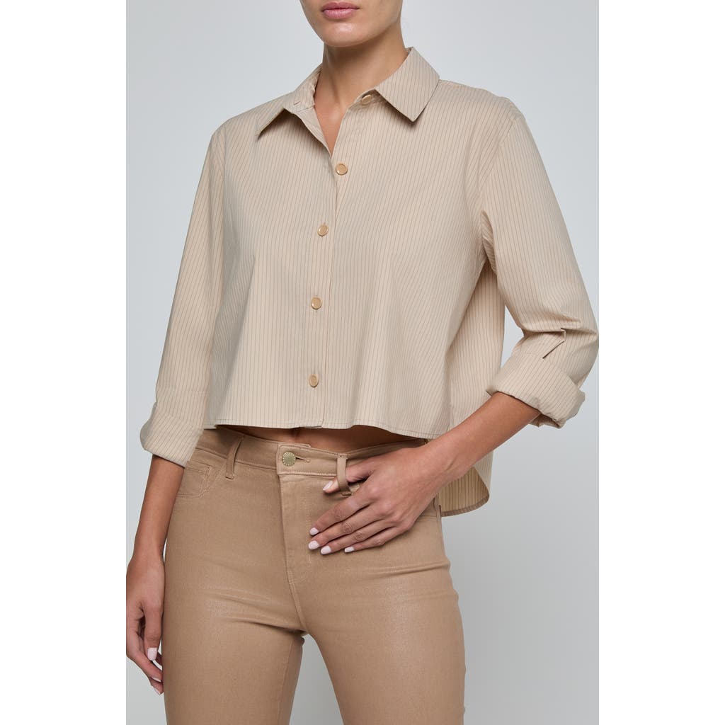 L'agence Cosette Crop High-low Shirt In Neutral