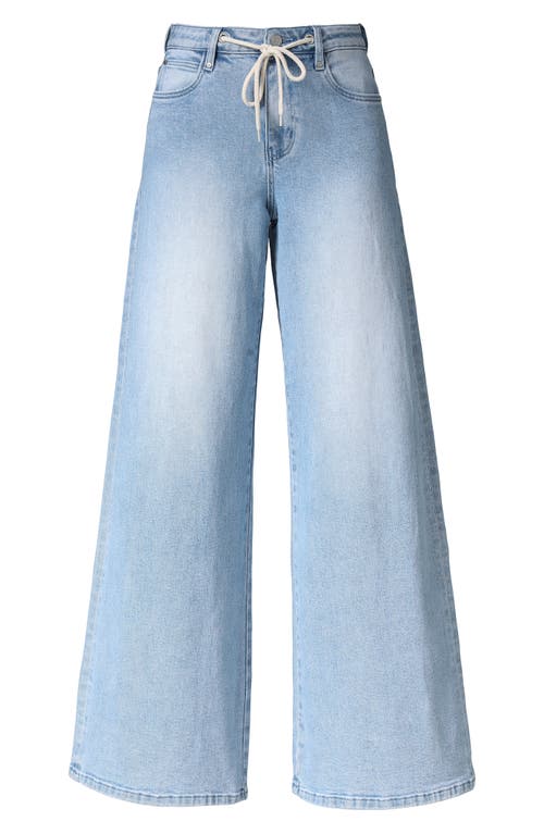 Bayeas Drawstring High Waist Baggy Wide Leg Jeans In Blue