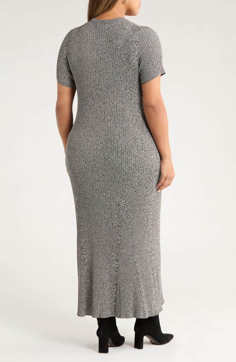 Nordstrom Flare Rib Sweater Dress, Alternate, color, Beige- Black Marl