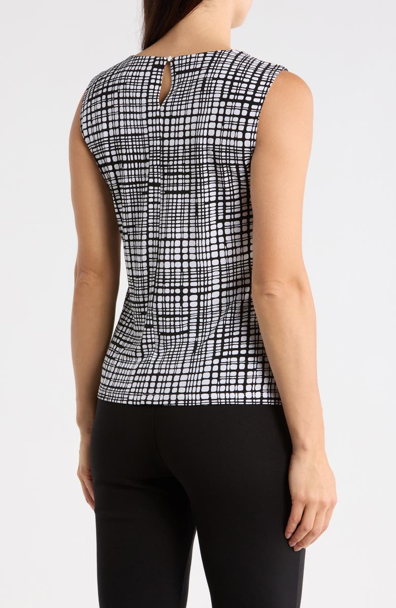 Calvin Klein Pleat Front Tank, Alternate, color, Black/ White
