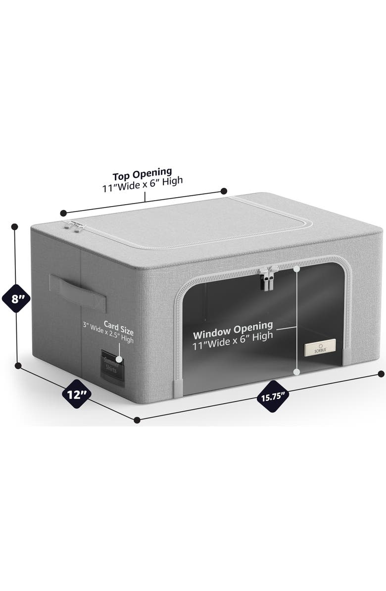 SORBUS 4-Pack Foldable Storage Boxes, Alternate, color, Gray