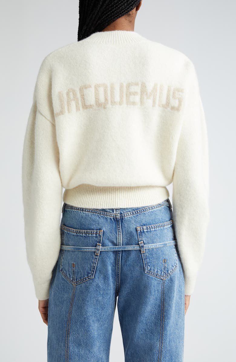 Jacquemus La Maille Logo Jacquard Alpaca & Merino Wool Blend Sweater, Alternate, color, Light Beige