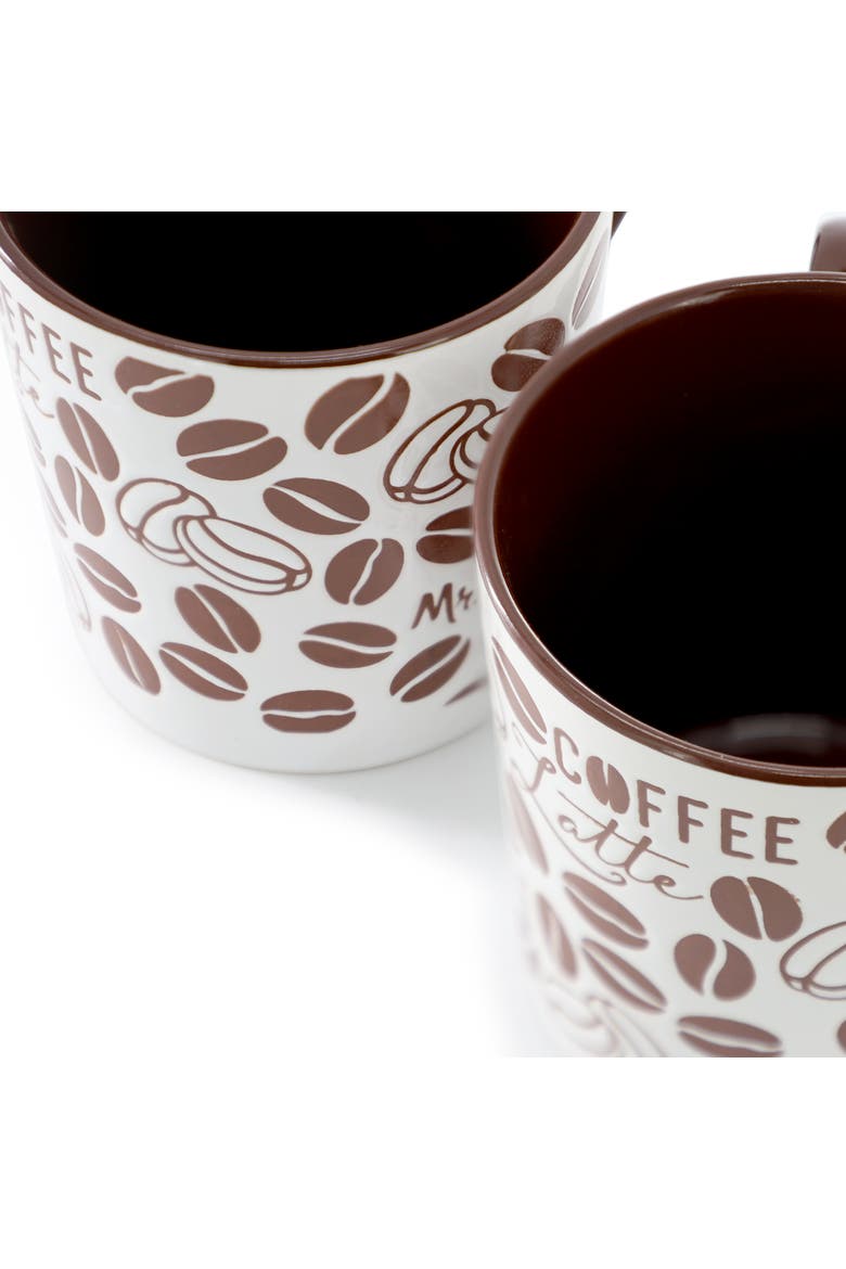 4 Piece 18 Ounce Coffee Bean Stoneware Mug Set, Alternate, color, Brown