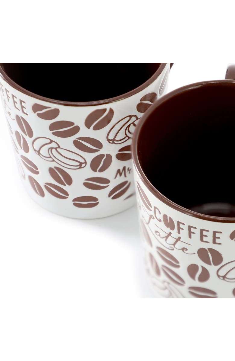 Mr. Coffee Vintage Brew 4 Piece 18 Ounce Coffee Bean Stoneware Mug Set, Alternate, color, Brown