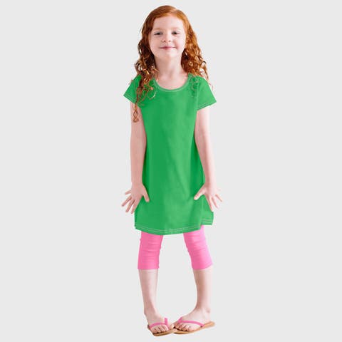 Girls Soft Knit Jersey Cap Sleeve Dress (Toddler, Little Kid & Big Kid)