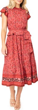 GIBSONLOOK Harvest Moon Floral Paisley Side Bow Midi Dress