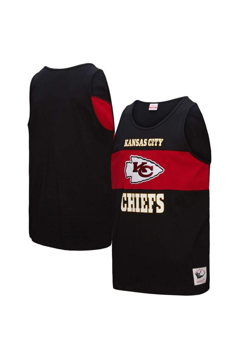 Men's Mitchell & Ness Black Kansas City Chiefs Retro Colorblock Tank Top, Alternate, color, Black