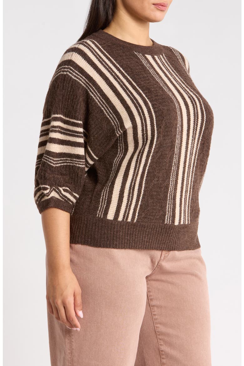 Striped Dolman Sleeve Sweater, Alternate, color, ESPRESSO/ LIGHT ALMOND
