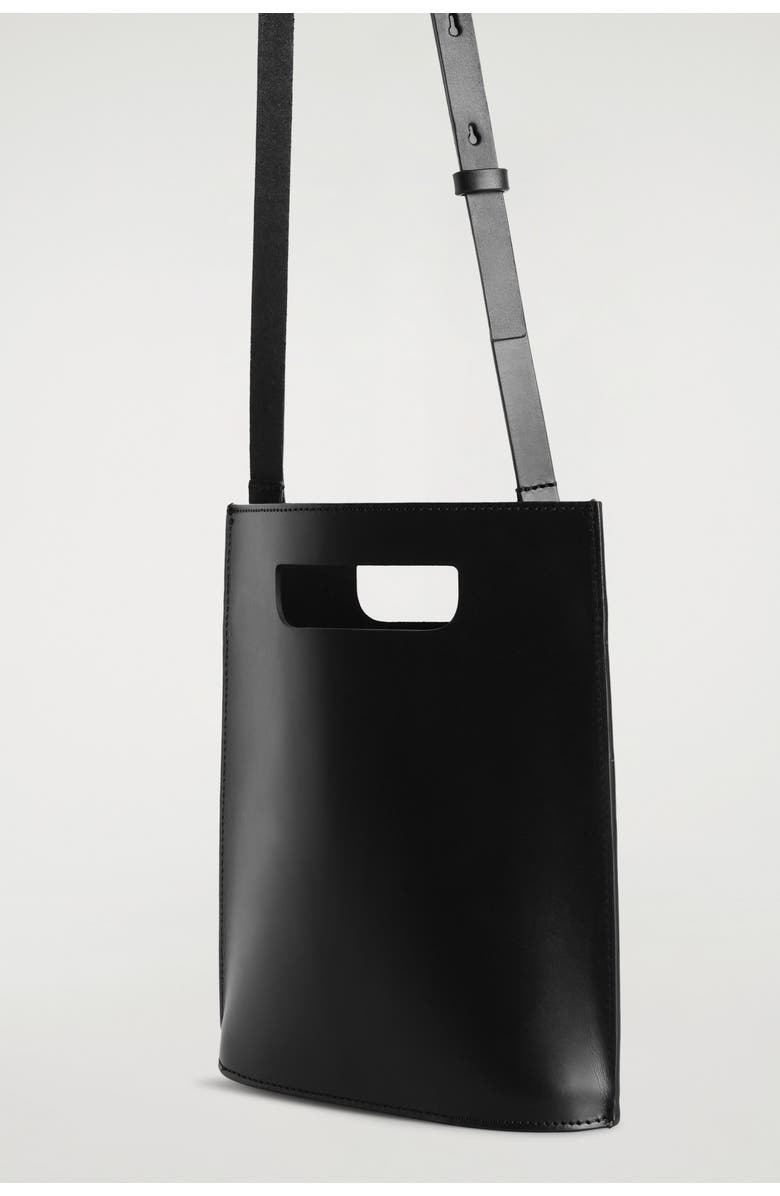 COS Folio Mini Bag - Leather, Alternate, color, Black