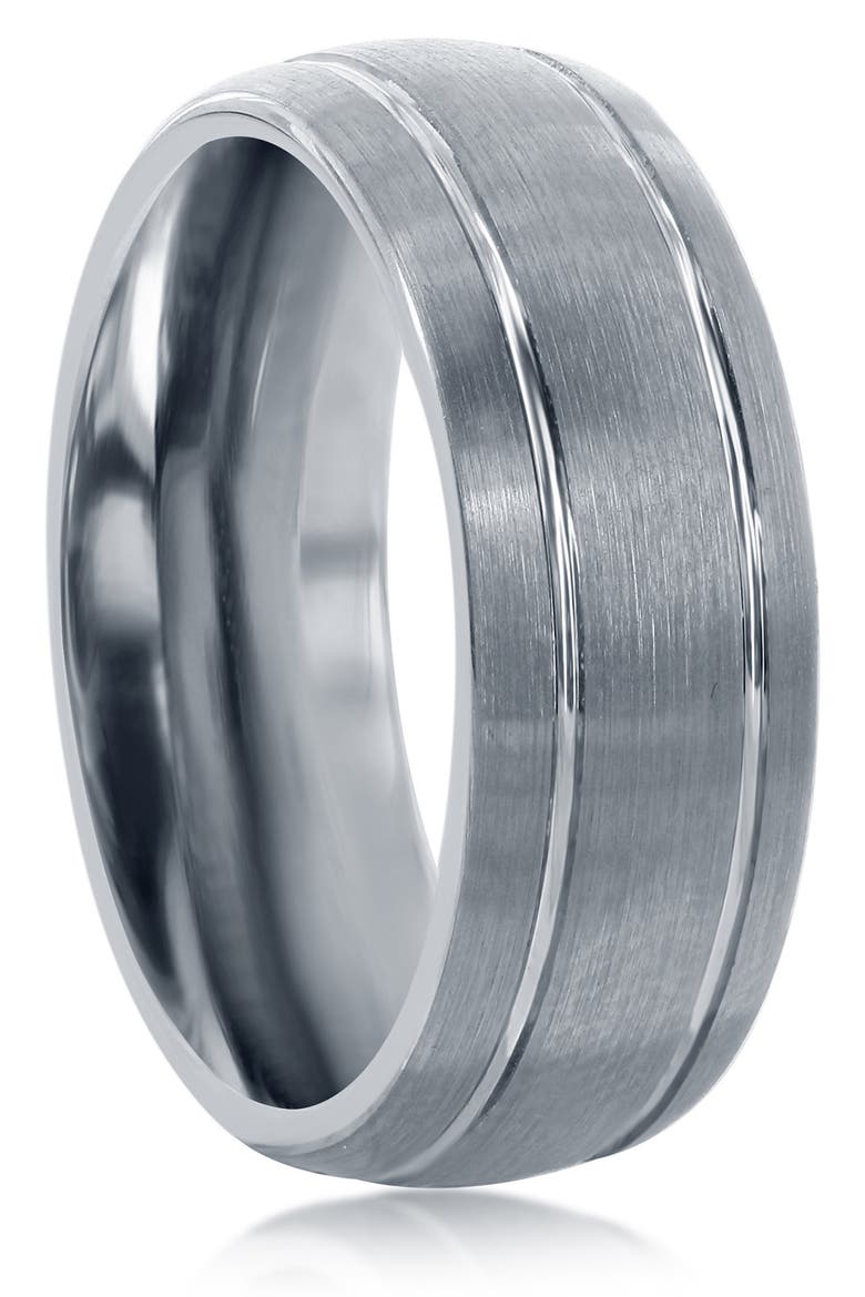 Double Stripe Tungsten Ring, Alternate, color, SILVER