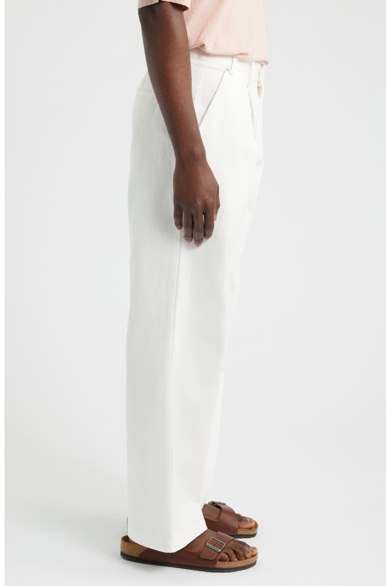 Pleated Wide Leg Cotton Twill Trousers, Alternate, color, WHITE