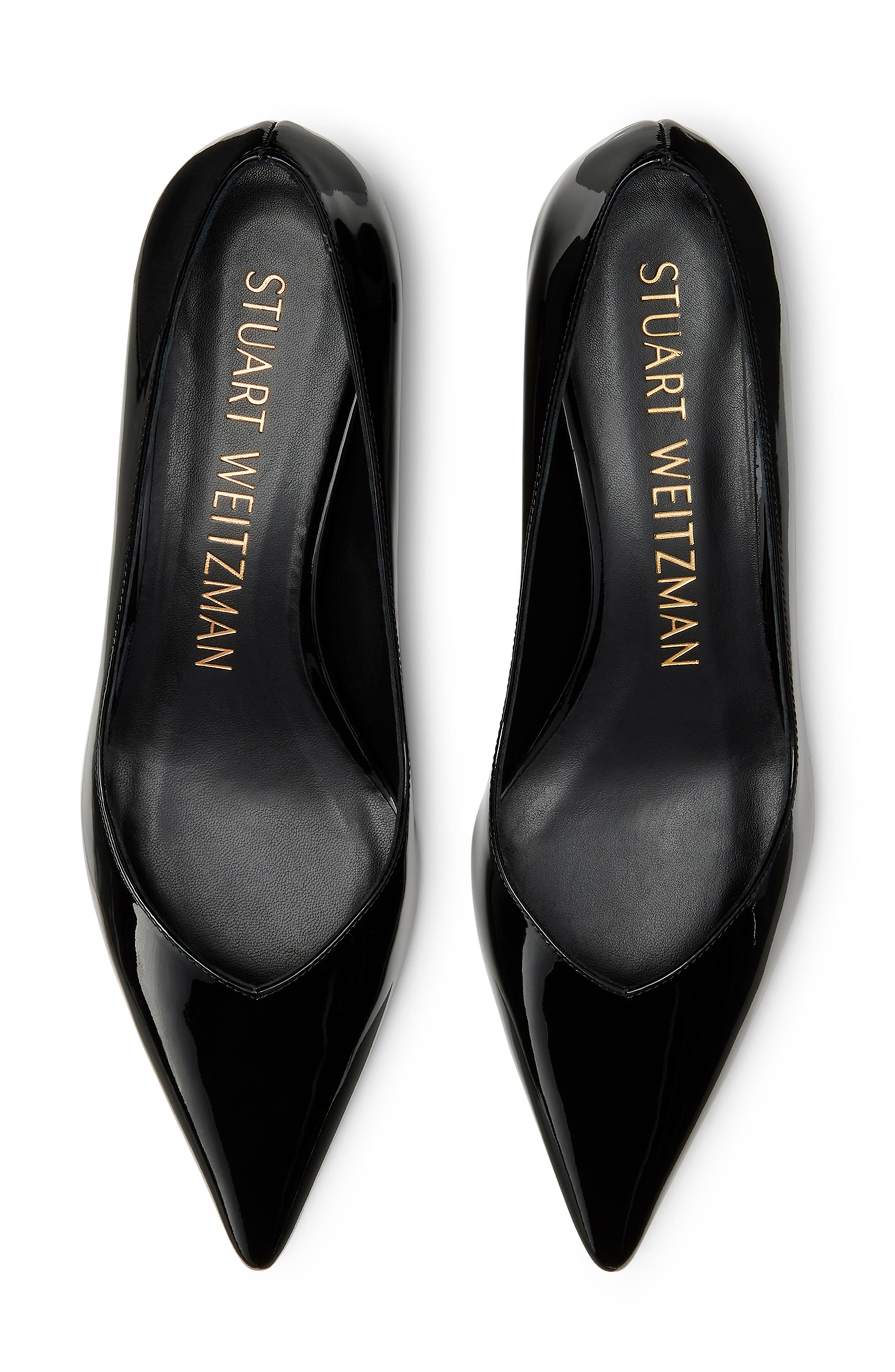 Stuart Weitzman Eva Kitten Heel Pointed Toe Pump, Alternate, color, Black