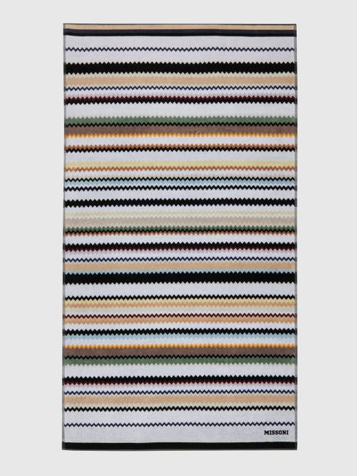 Missoni Home Curt 100x180 Cm Beach Towel In Zigzag Cotton Terry Cloth In Black
