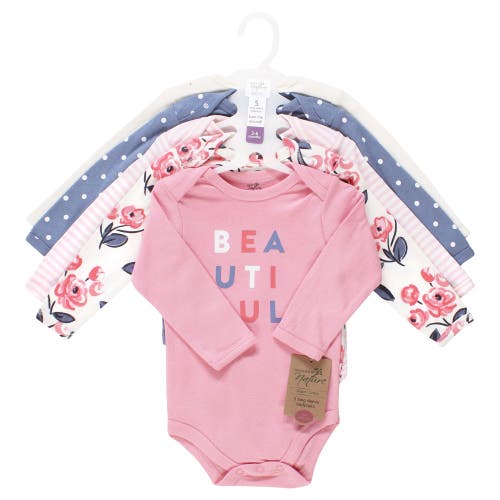 Touched By Nature Little Soft Organic Cotton Long-sleeve One-piece Essentials In Pink