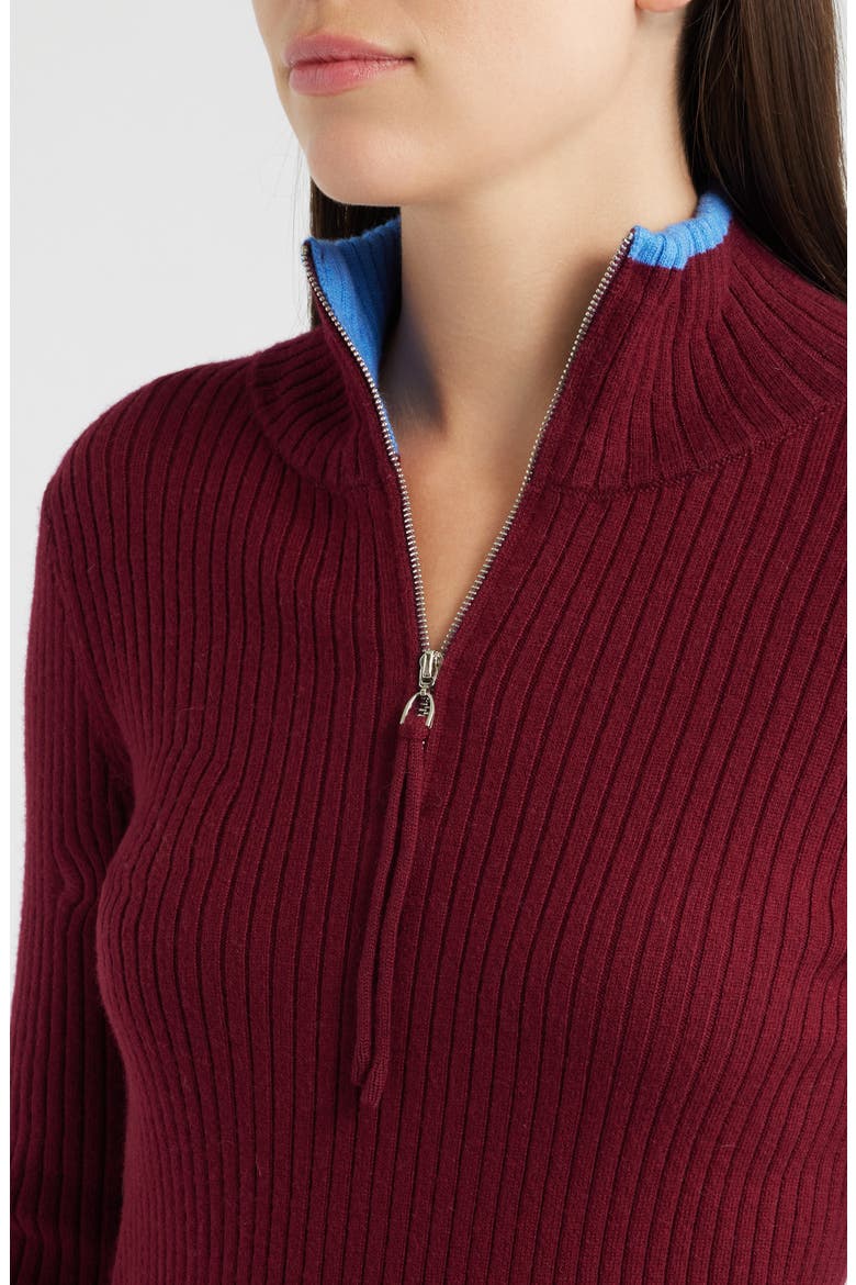 Kuju Half Zip Ribbed Sweater, Alternate, color, BORDEAUX