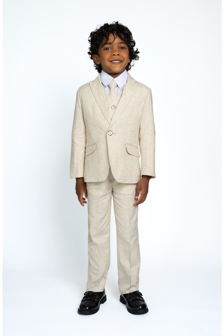 Kids' Oasis 5-Piece Slim Fit Linen Suit, Alternate, color, Sand