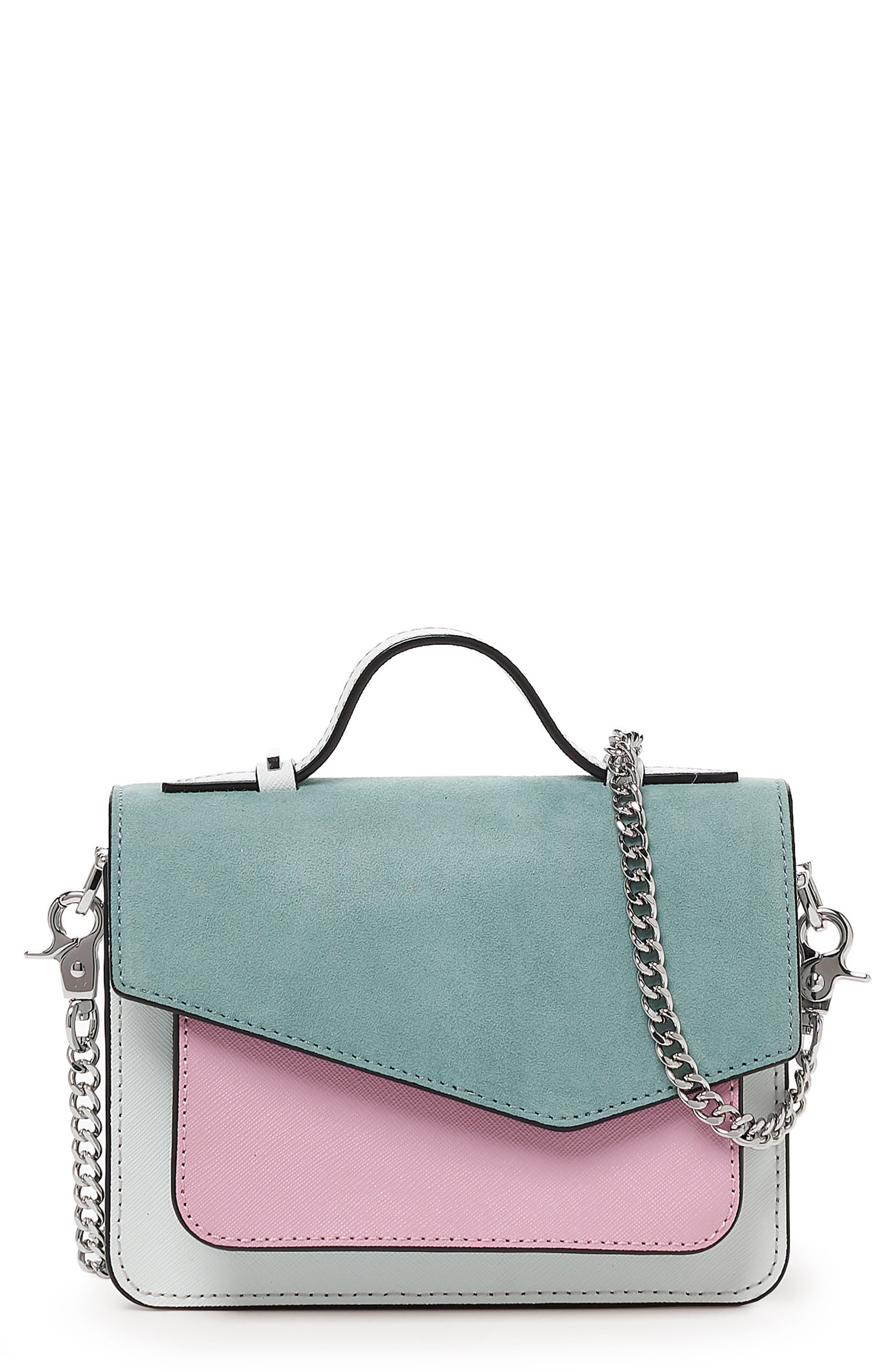 Mini Cobble Hill Calfskin Leather Crossbody Bag, Main, color, SEAFOAM  COLORBLOCK