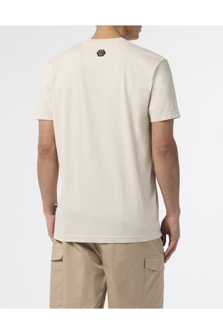Round Neck T-Shirt Raw Edge Monogram Monogram Men, Alternate, color, beige