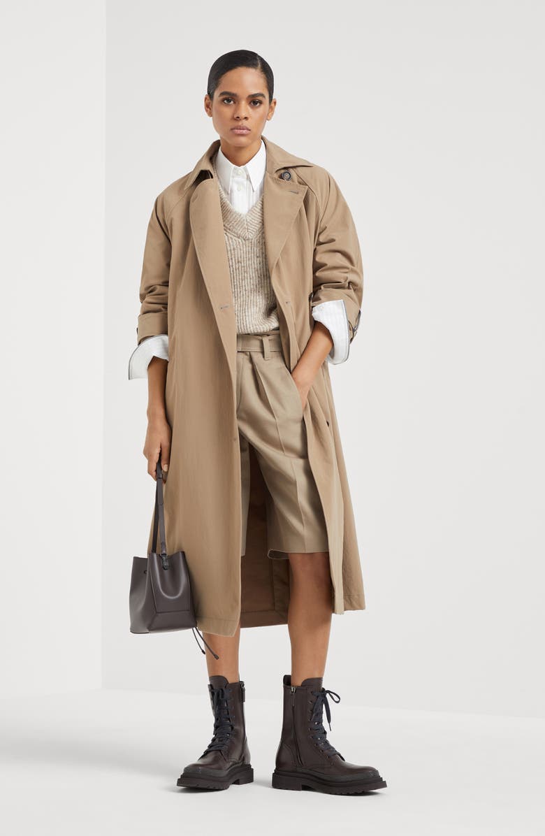 Brunello Cucinelli Techno canvas trench coat, Alternate, color, 