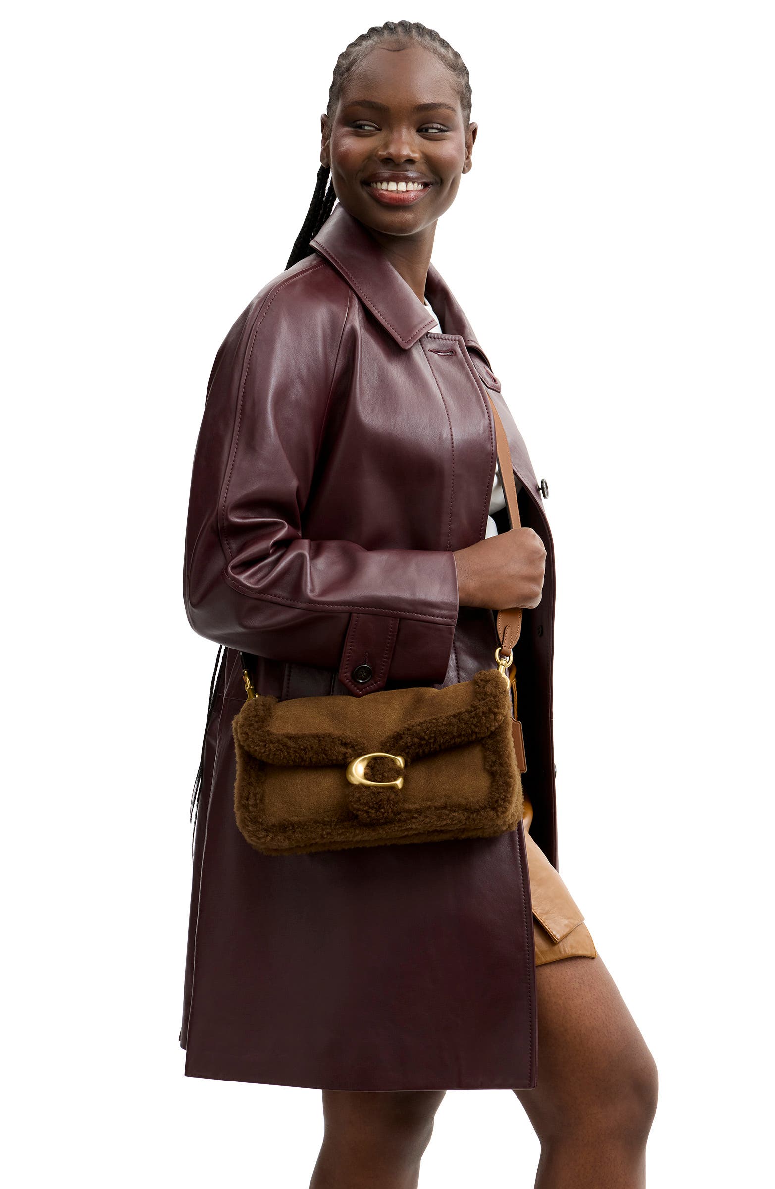 Tabby 26 Genuine Shearling Shoulder Bag, Alternate, color, B4/ ALMOND