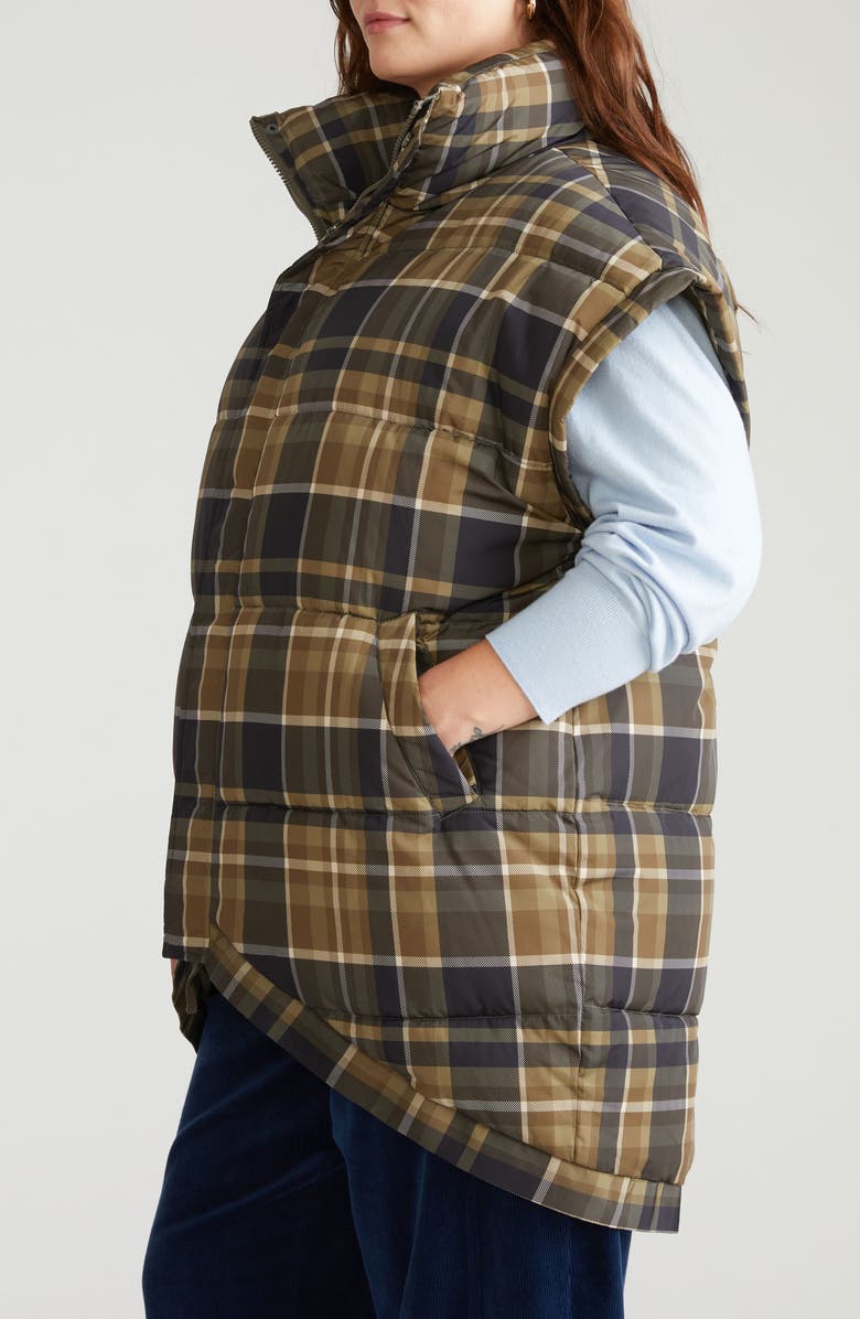 Universal Standard Paparazzi Puffer Vest, Alternate, color, Scottish Plaid