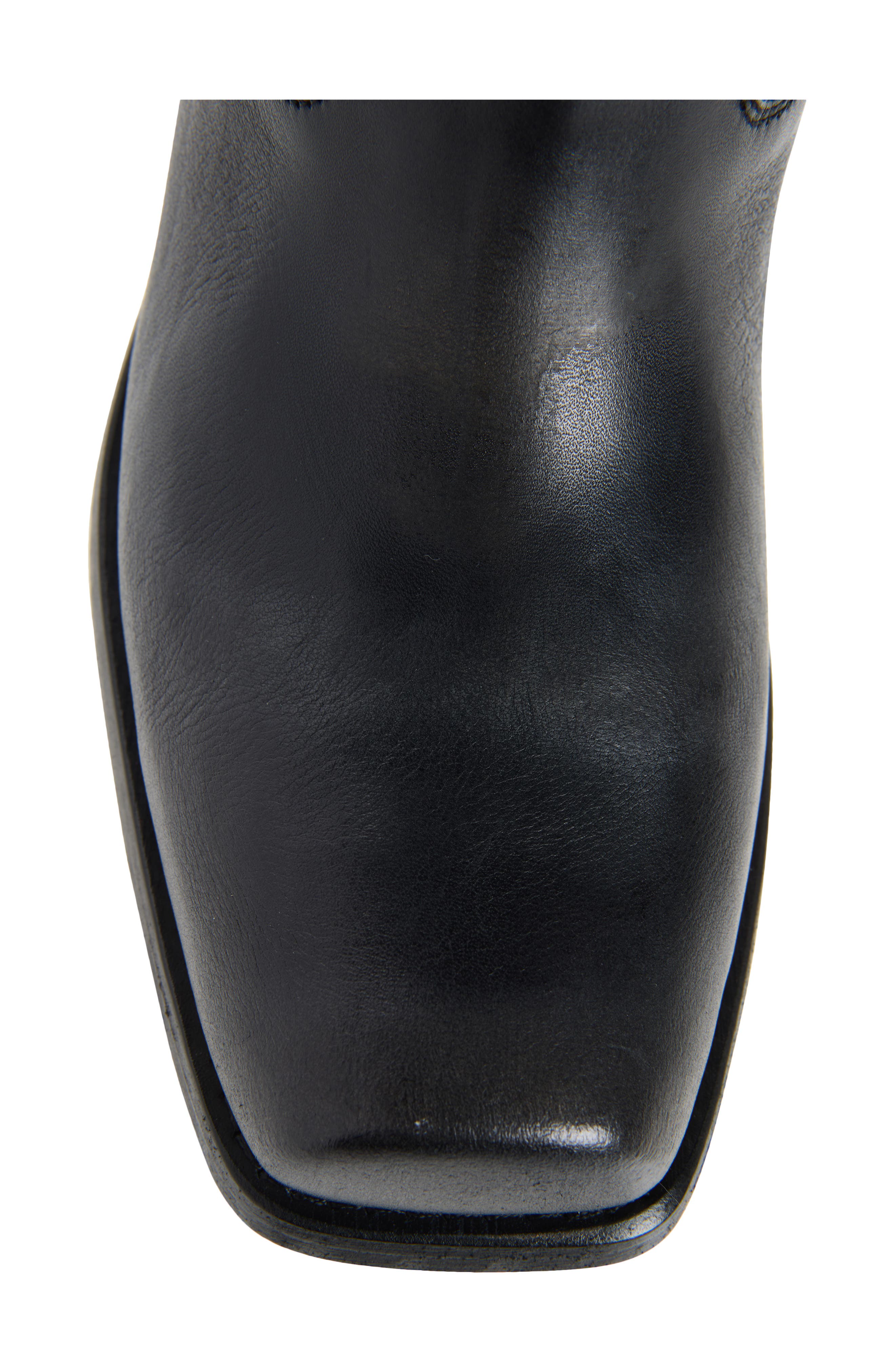Biker Square Leather Boot, Alternate, color, BLACK