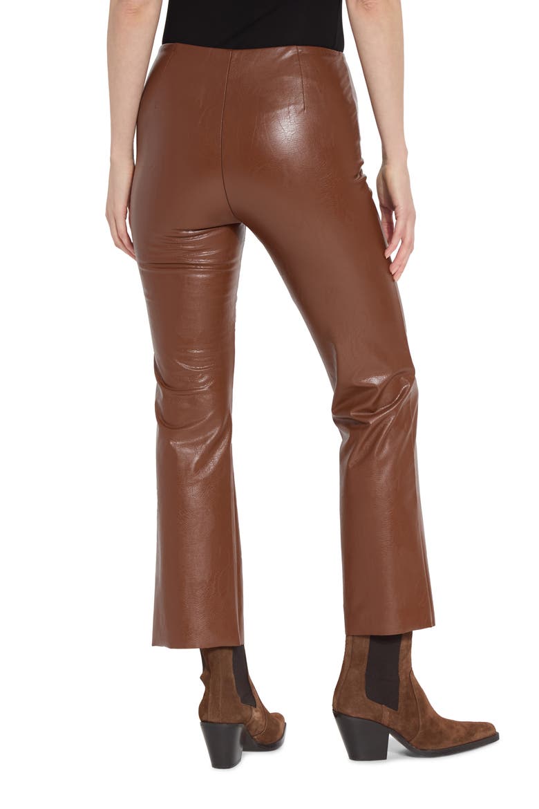 'Lyssentials Elysse Faux Leather Ankle Bootcut Pants, Alternate, color, WHISKEY