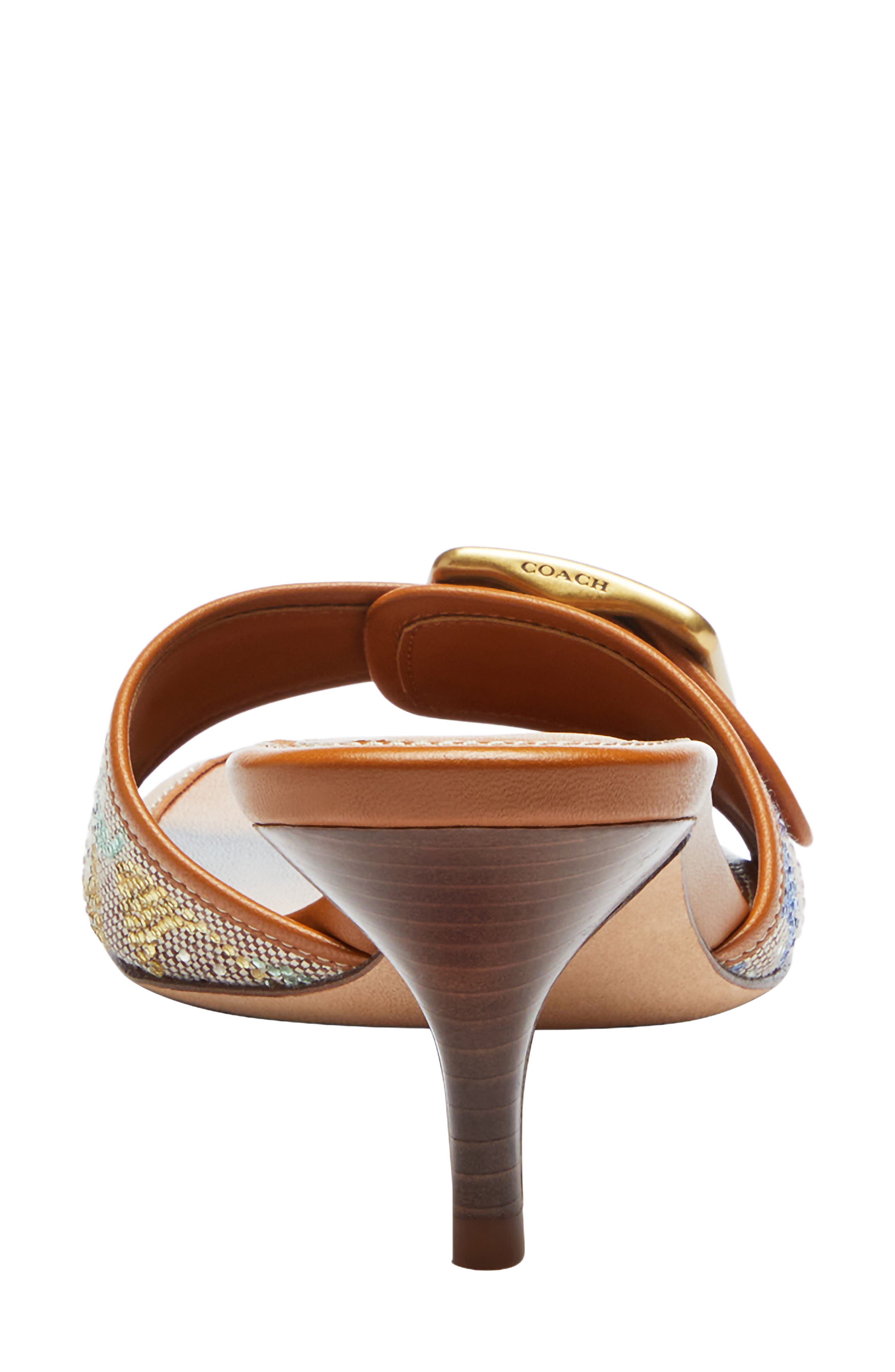 COACH Margot Crystal Signature Jacquard Kitten Heel Sandal, Alternate, color, Rainbow Multi